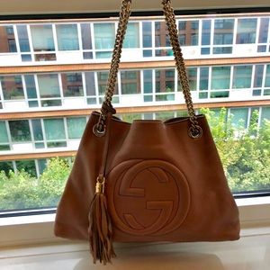 Gucci Soho Chain Bag - Brown Leather, Authentic